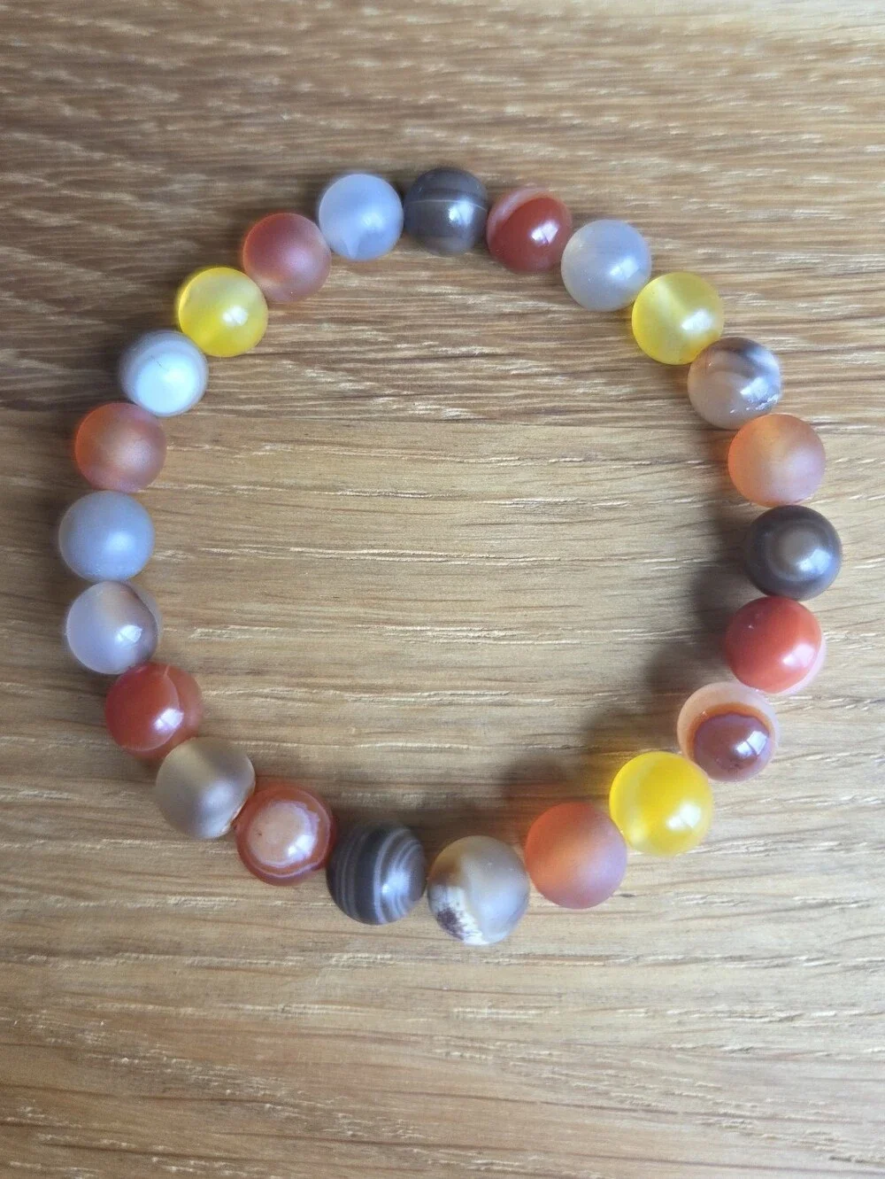 Carnelian & Agate Beaded Stretch Beaded Bracelet | Handmade